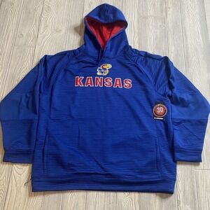 Colosseum Kansas Jayhawks Logo Ribbed Pullover Hoodie Men’s XXL Blue New